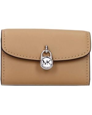 Michael Kors Padlock-Detail Leather Wallet - Natural