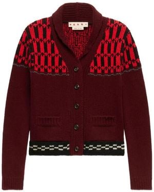 Marni Gebreid Vest Met Jacquard - Rood