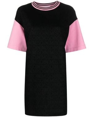 Moschino Logo-Jacquard Paneled Minidress - Black