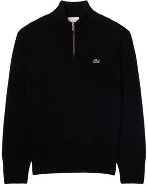 Lacoste Quarter-Zip Knitted Sweater - Black