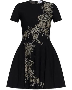 McQueen Floral-Print Mini Dress - Black