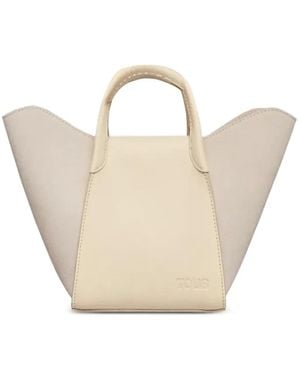 Tous Tulip Suede-panel Leather Tote Bag - Natural
