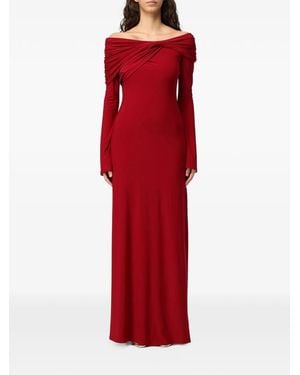 ELEH Off-Shoulder Ruched Maxi Dress - Red