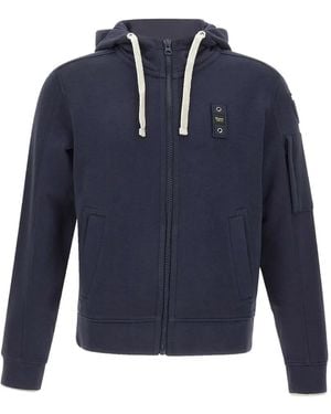 Blauer Logo-Patch Zip-Up Hoodie - Blue