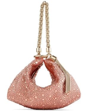 Jimmy Choo Callie Grapefruit Satin Clutch Bag With Degradé Crystals - Pink