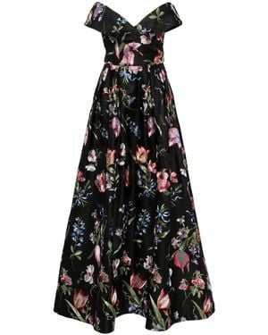 Marchesa Alex Robe Mit Blumenstickerei - Schwarz