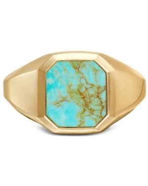 David Yurman 18Kt Streamline Signet Gelbgoldring Mit Türkis - Blau