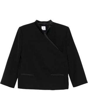 CASABLANCA Satin-Trimmed Wrap Jacket - Black