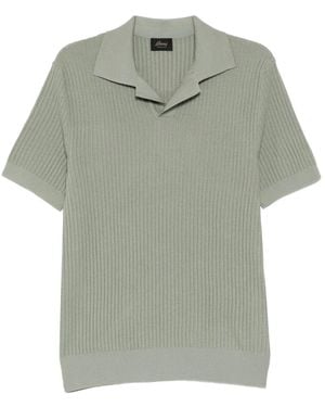 Brioni Ribbed-Knit Polo Shirt - Green