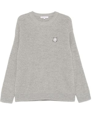 Maison Kitsuné Geribbelde Trui Met Logopatch - Grijs