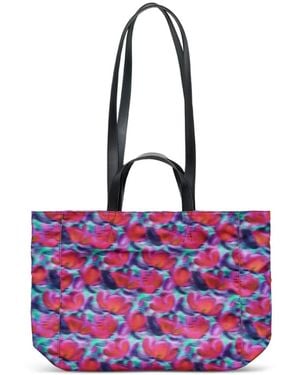 Tres Bien Large Everywear Shopper Printed Tote Bag - Purple