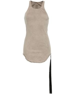 Rick Owens Top Smanicato In Denim - Bianco
