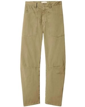 Nili Lotan Shon Patch-Pocket Barrel Trousers - Green
