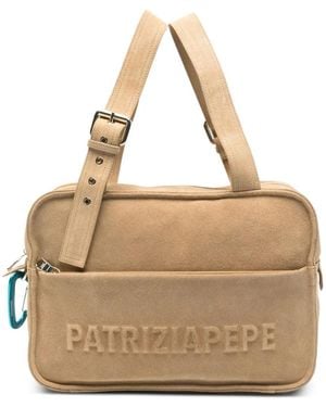 Patrizia Pepe (Im)Perfection Embossed Suede Tote Bag - Natural