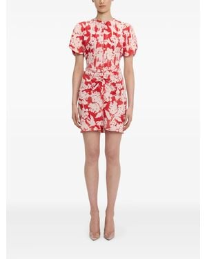 Victoria Beckham Floral-Print Gathered Mini Dress