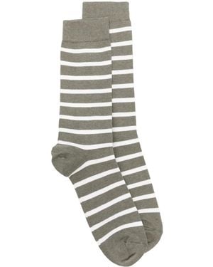 Sunspel Striped Ankle Socks - Gray