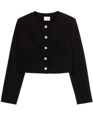 Claudie Pierlot Blazer Crop Con Strass - Nero
