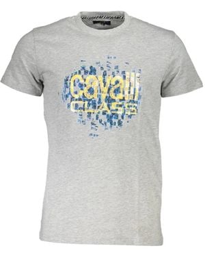 Roberto Cavalli Logo-Print Cotton T-Shirt - Grey