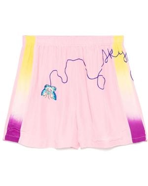 Sky High Farm Embroidered Shorts - Pink