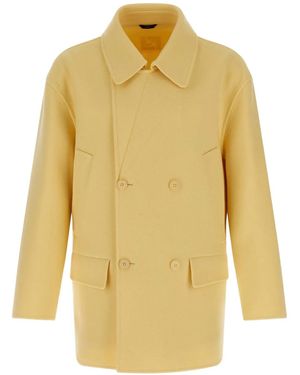 Fendi Double-Breasted Wool Coat - Yellow