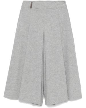 Peserico Pleated Wide-Leg Shorts - Grey