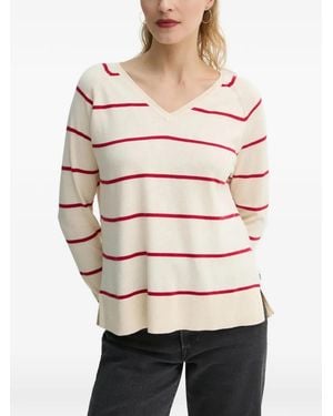 Levi's Petal Striped V-Neck Sweater - Natural