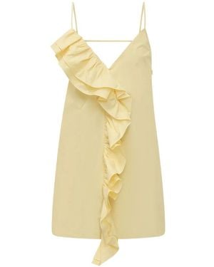 MSGM Ruffled V-Neck Mini Dress - Metallic