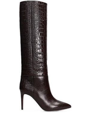 Paris Texas Croc-Effect Leather Boots - Black