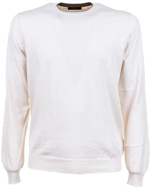 Fay Pullover Mit Geripptem Besatz - Weiß