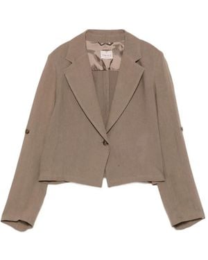 Marella Papiro Linen Cropped Jacket - Brown