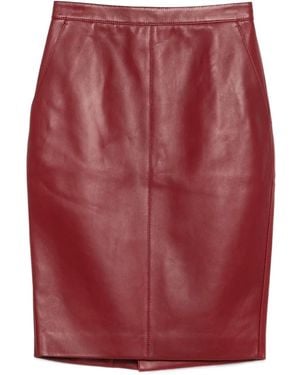 Saint Laurent Cassandre Midi Pencil Skirt - Red
