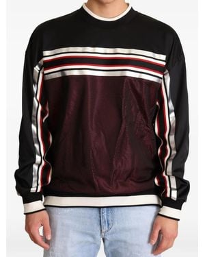 Dolce & Gabbana Mesh-Panelled Striped Sweatshirt - Black
