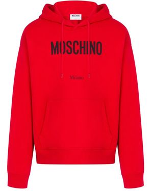 Moschino Logo-Detail Cotton Hoodie - Red