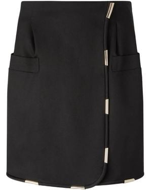 Genny Contrasting-Trim Miniskirt - Black