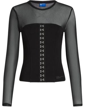 KARL LAGERFELD Mesh Corset Top - Black