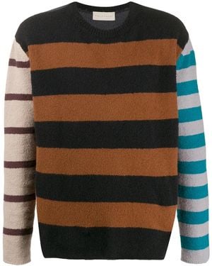 Paura Paneled Striped Sweater - Black