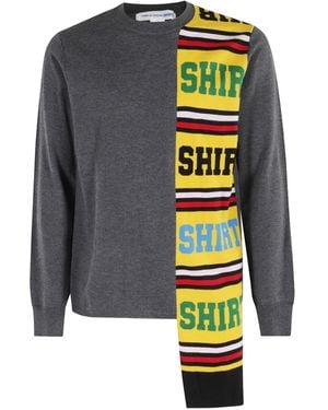 Comme des Garçons Stripe-panel sweater - Gris