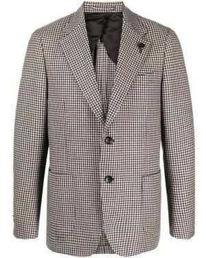 Lardini Houndstooth-Pattern Wool Blazer - Brown