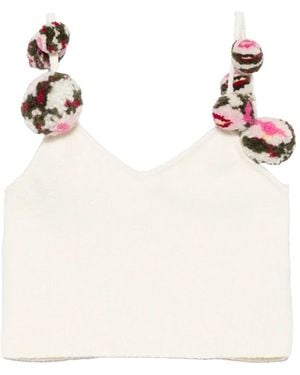 Loewe X Paula's Ibiza Top Con Pompon - Bianco
