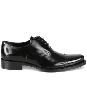 Prada Brushed-Leather Lace-Up Shoes - Black