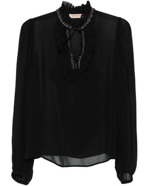 Twinset Embellished Ruffled Blouse - Black