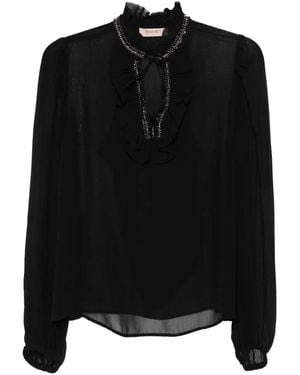 Twinset Embellished Ruffled Blouse - Black