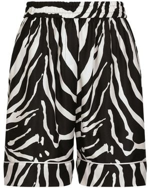 Dolce & Gabbana Zebra-Print Twill Shorts - Black
