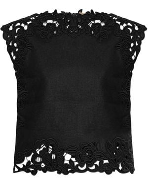 Cult Gaia Blusa Con Panel Floral - Negro