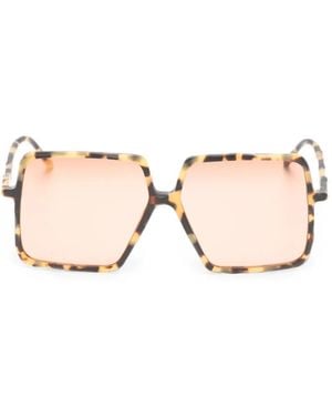 Kuboraum Tortoiseshell-Effect Wavy-Arm Sunglasses - Natural