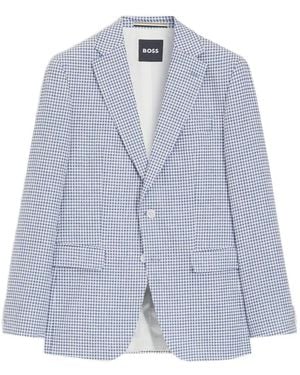 BOSS Houndstooth-Pattern Blazer - Blue
