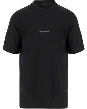 Giorgio Armani T-Shirt En Coton À Logo Imprimé - Noir