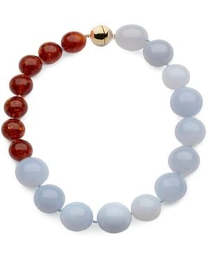 Luminous 27 Bolas Duo Chalcedony Necklace - Blue