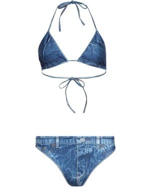 Balenciaga Trompe L'Oeil Denim-Effect Bikini - Blue