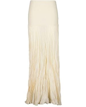 Johanna Ortiz Maxi-Plooirok Met Geribbelde Taille - Naturel